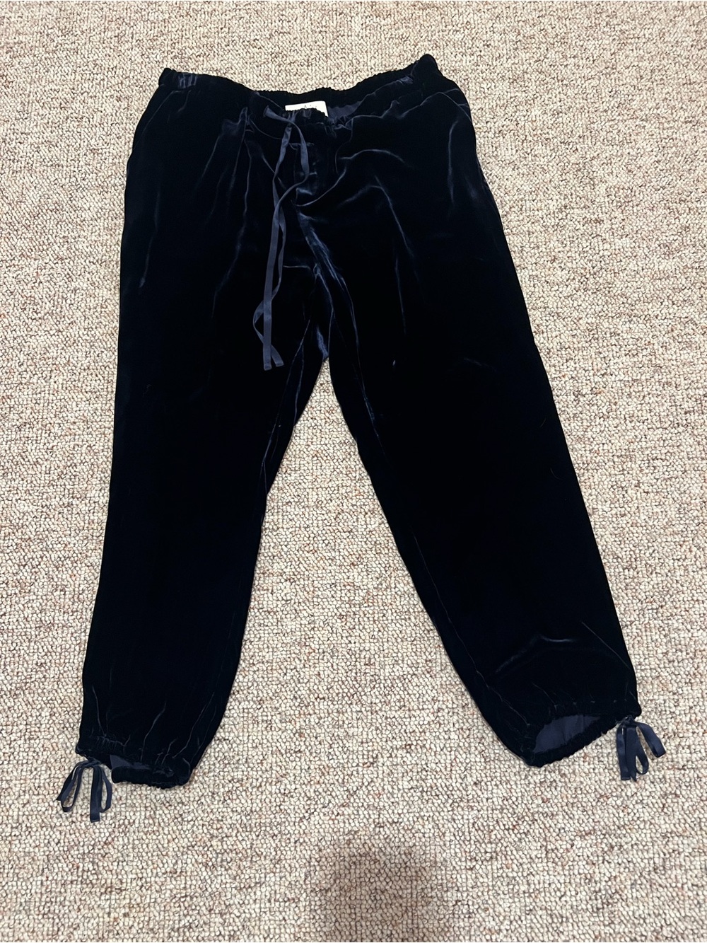 Joie Navy Velvet Drawstring Joggers